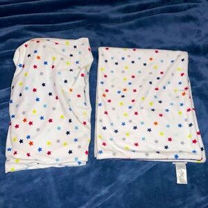 Pottery Barn Kids Fitted Crib Sheet Baby Blanket Set Multicolor Stars Soft Plush